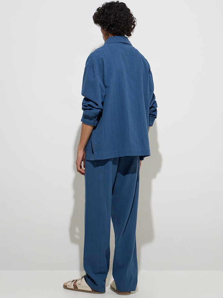 westisde ETA Men's Indigo Relaxed-Fit Mid-Rise Cotton Chinos for Casual Wear Back View