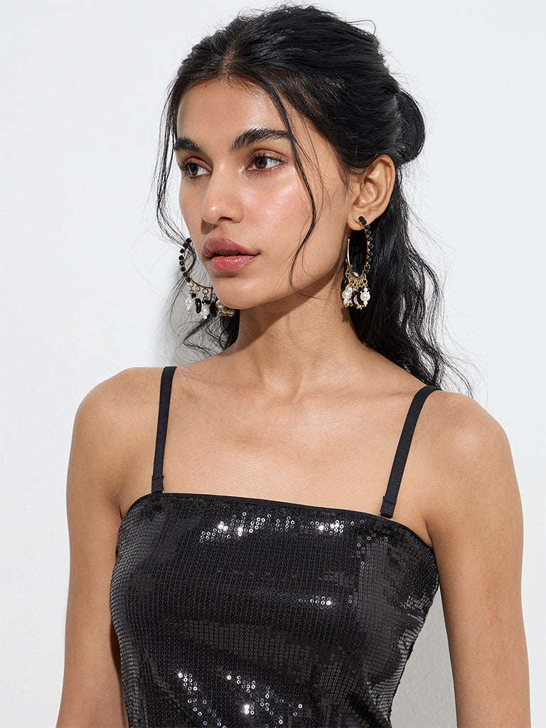 Vark Black Embellished Crop Top