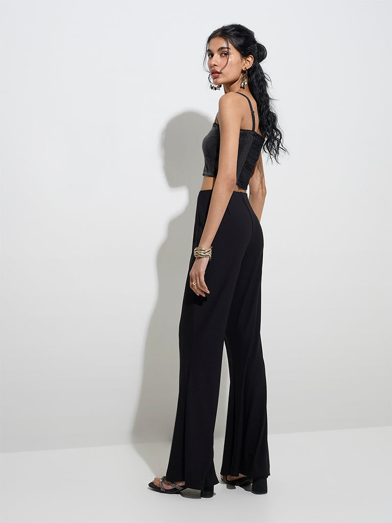 Vark Black Embellished Crop Top