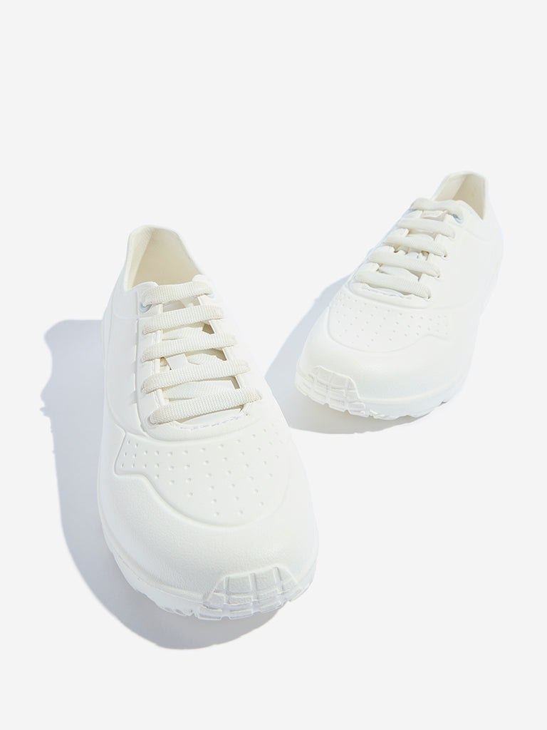 Westside LUNA BLU Women's White Lace-Up Sneakers for Casual Wear Zoomed View