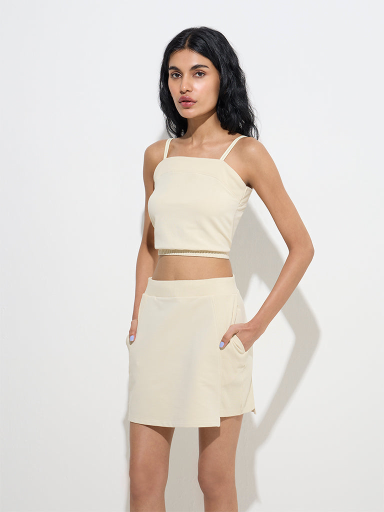 Studiofit Light Beige Cotton-Blend Top