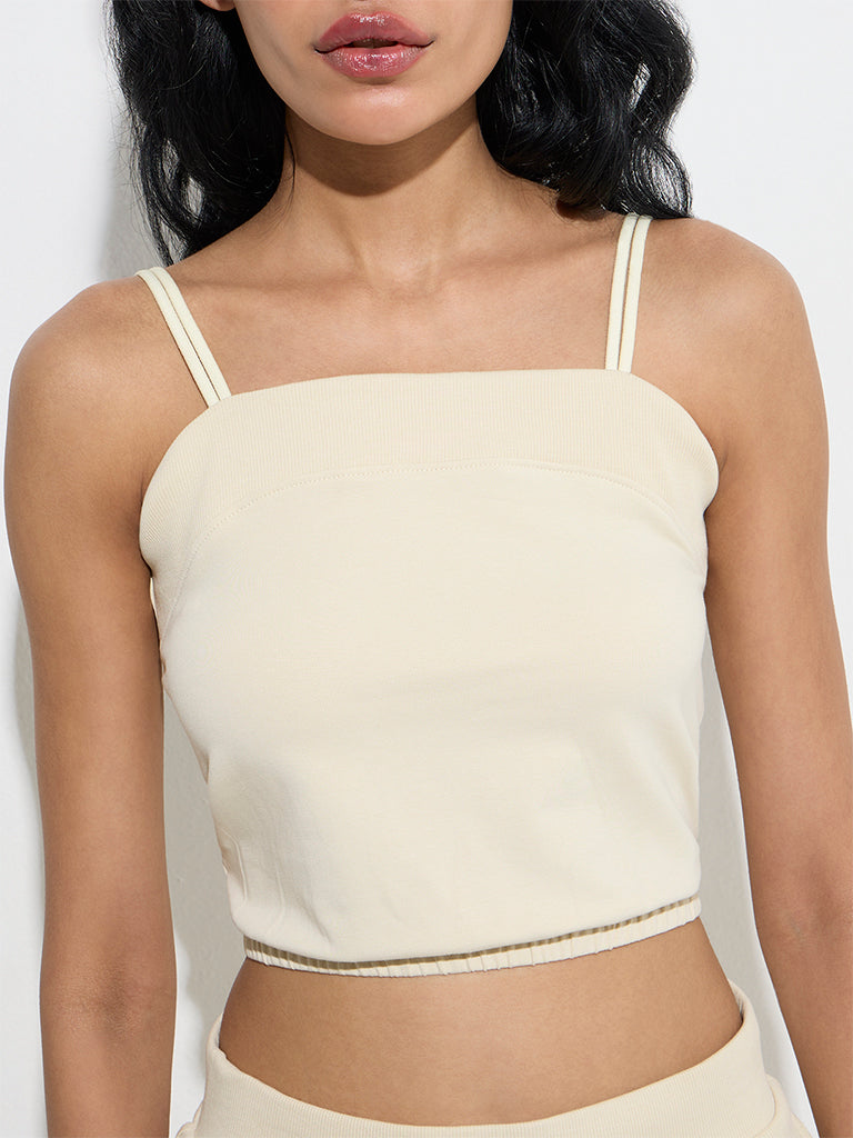 Studiofit Light Beige Cotton-Blend Top