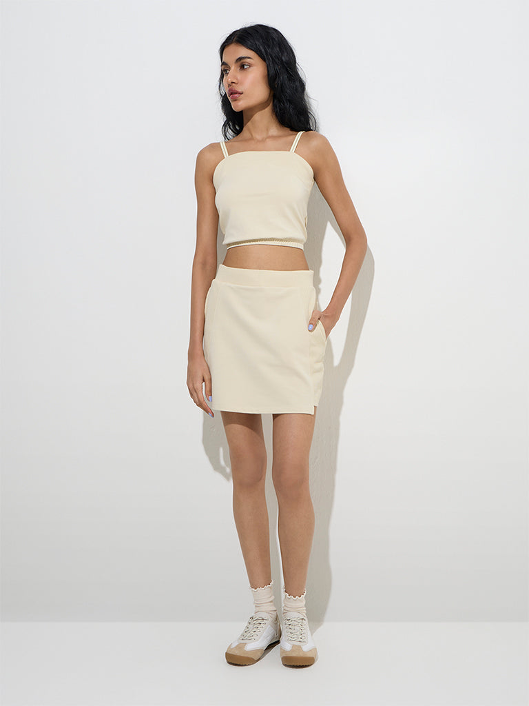Studiofit Light Beige Cotton-Blend Top