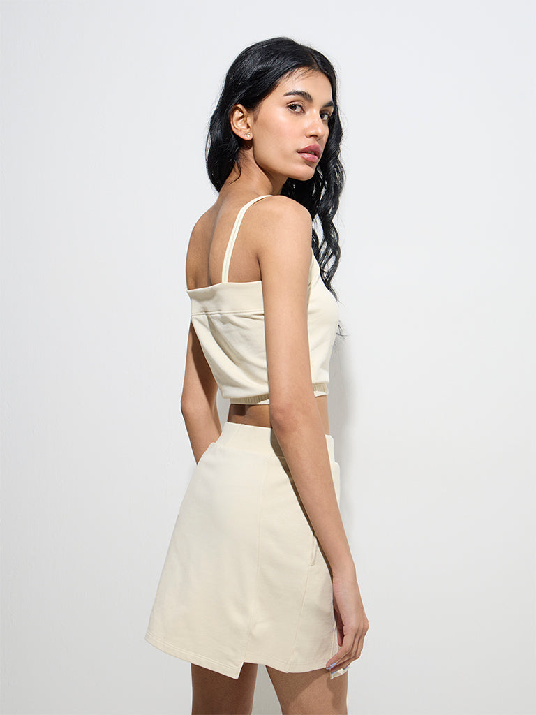 Studiofit Light Beige Cotton-Blend Top