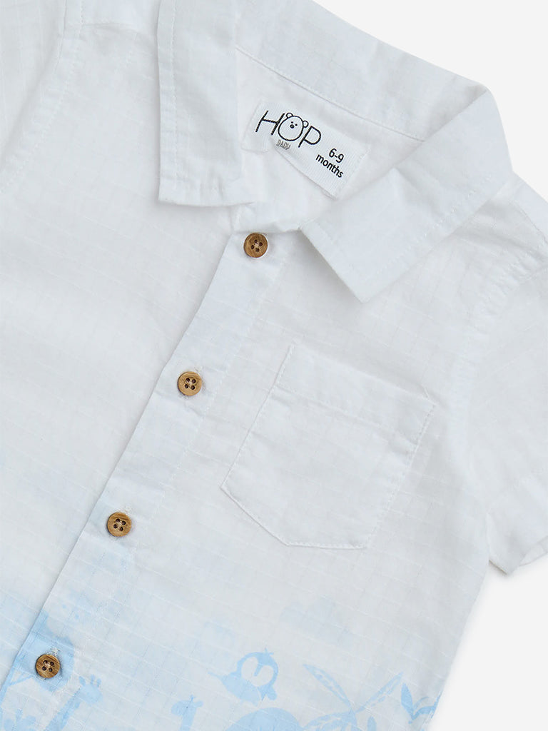 Westside HOP Baby Boys' White Nature-Inspired Cotton Shirt for Casual Wear Zoom View