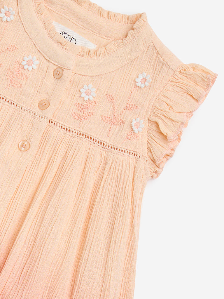 Westside HOP Baby Girls' Coral Ombre-Finish A-Line Dress for Casual Wear Zoom View