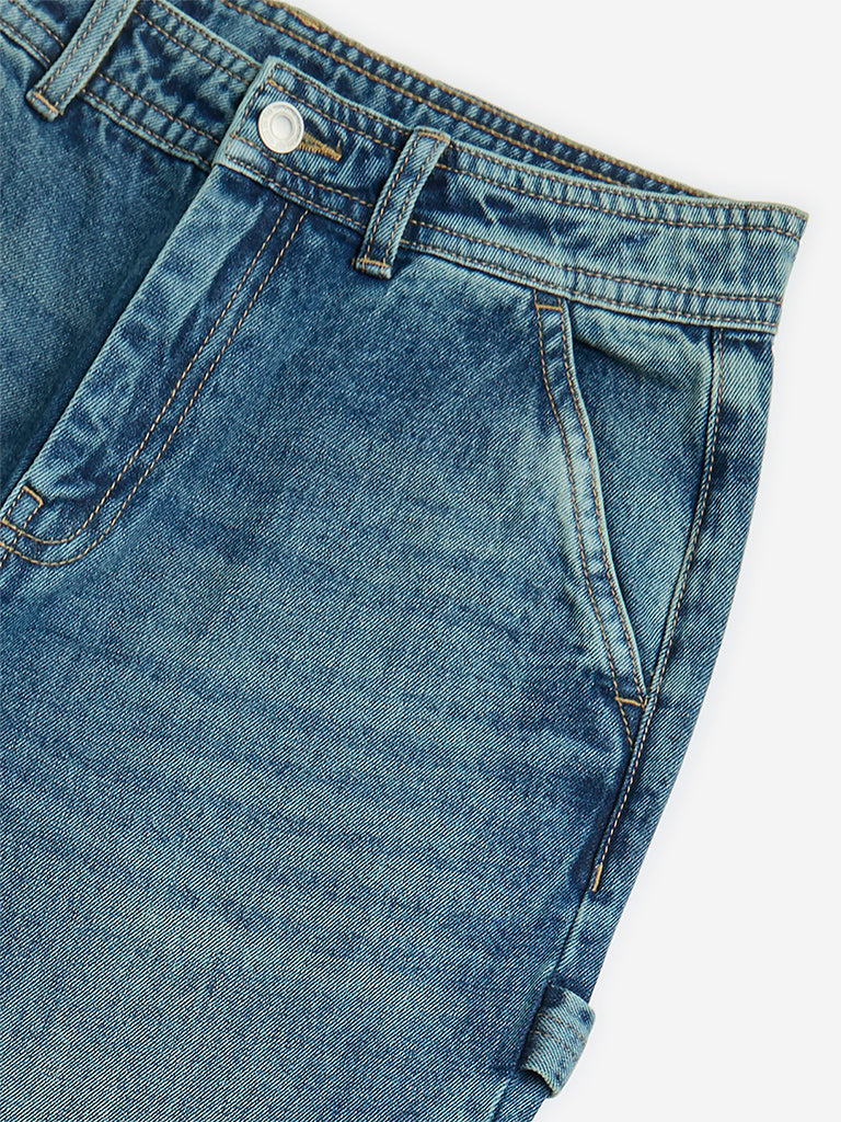 Westside Y&F Boys' Kids Blue Straight-Fit High-Rise Jeans for Casual Wear Zoom View