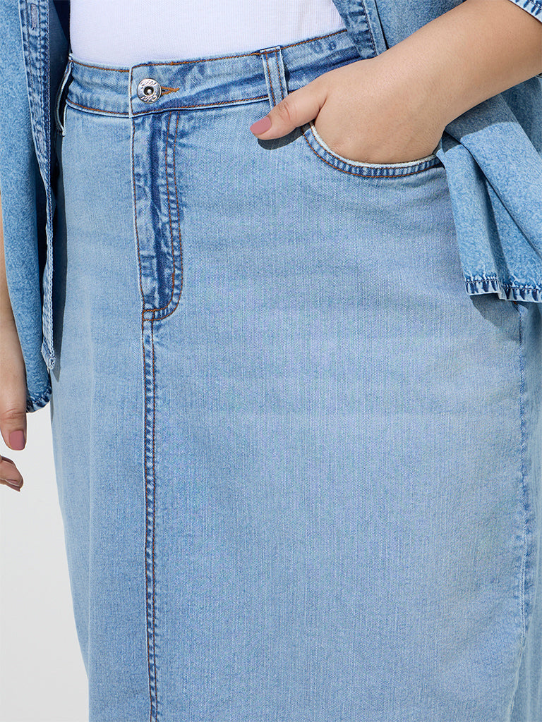 Gia Light Blue High-Rise Denim Skirt