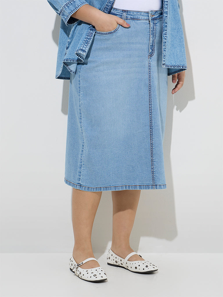 Gia Light Blue High-Rise Denim Skirt