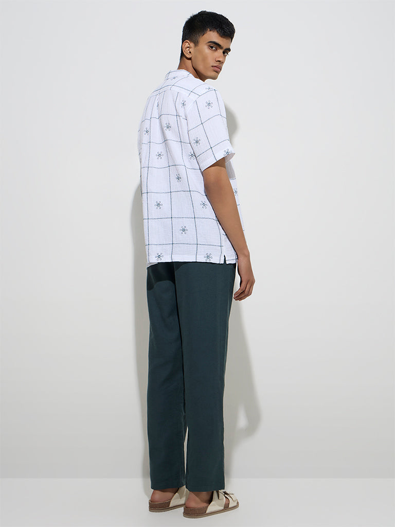 Westside ETA Men's Dark Teal Relaxed-Fit Mid-Rise Cotton Chinos for Casual Wear Back View