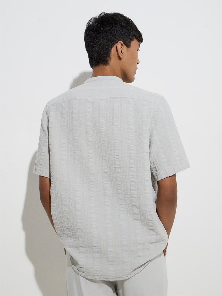 ETA Grey Crinkled Relaxed-Fit Cotton Shirt