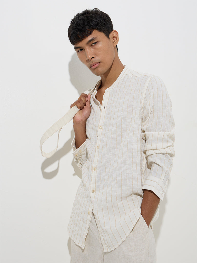 ETA Off-White Embroidered Relaxed-Fit Cotton-Blend Shirt