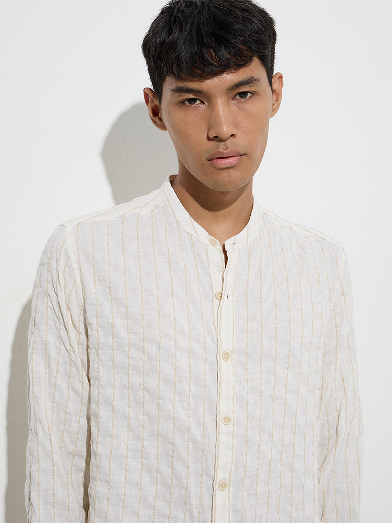 ETA Off-White Embroidered Relaxed-Fit Cotton-Blend Shirt