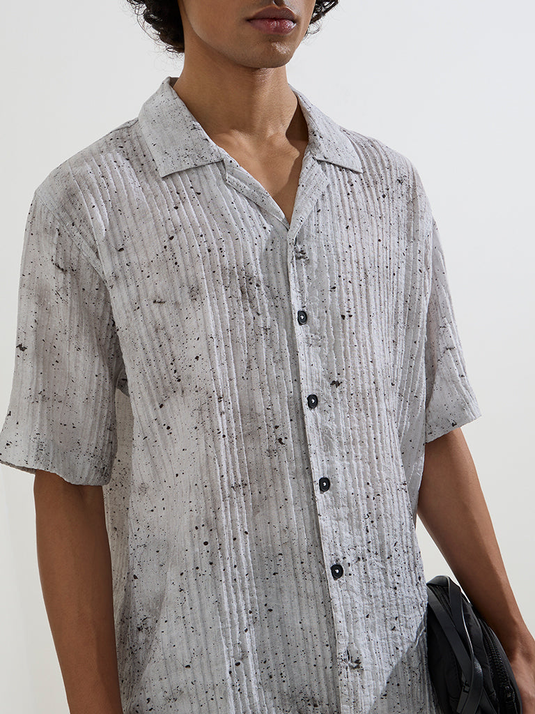 Nuon Grey Speckle Detailed Relaxed-Fit Shirt
