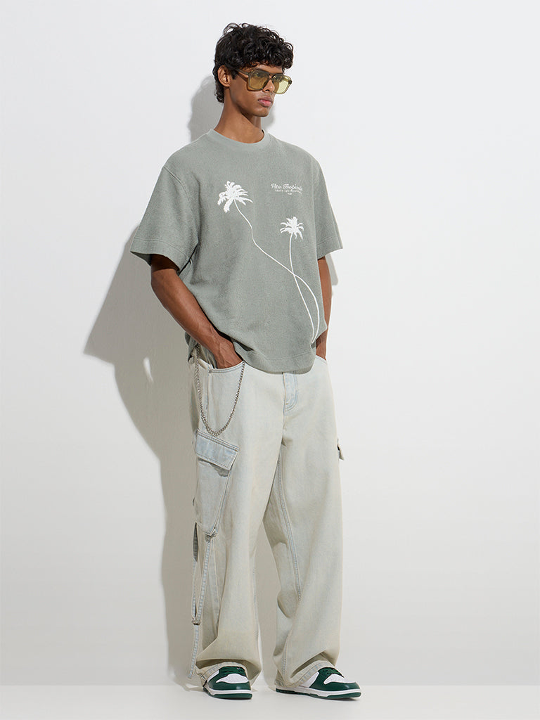 Nuon Sage Tropical Design Relaxed-Fit Cotton T-Shirt