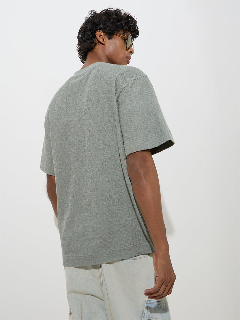 Nuon Sage Tropical Design Relaxed-Fit Cotton T-Shirt