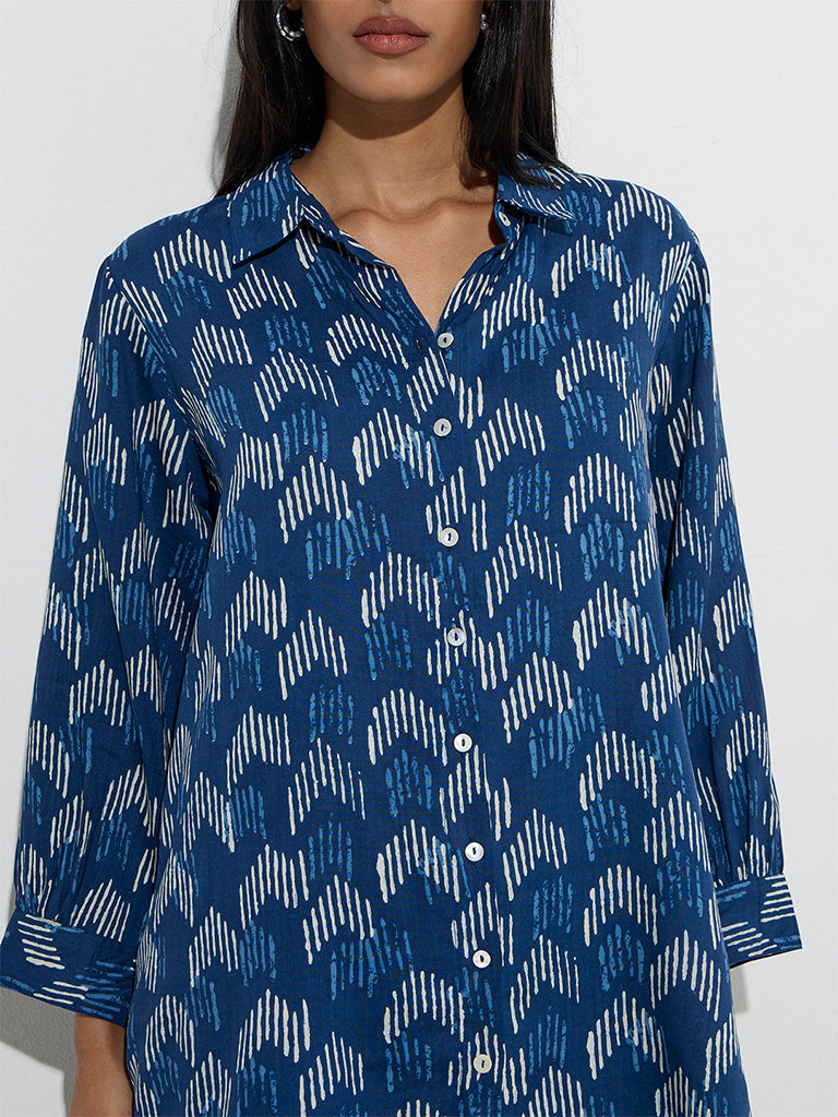 Utsa Navy Printed Tunic