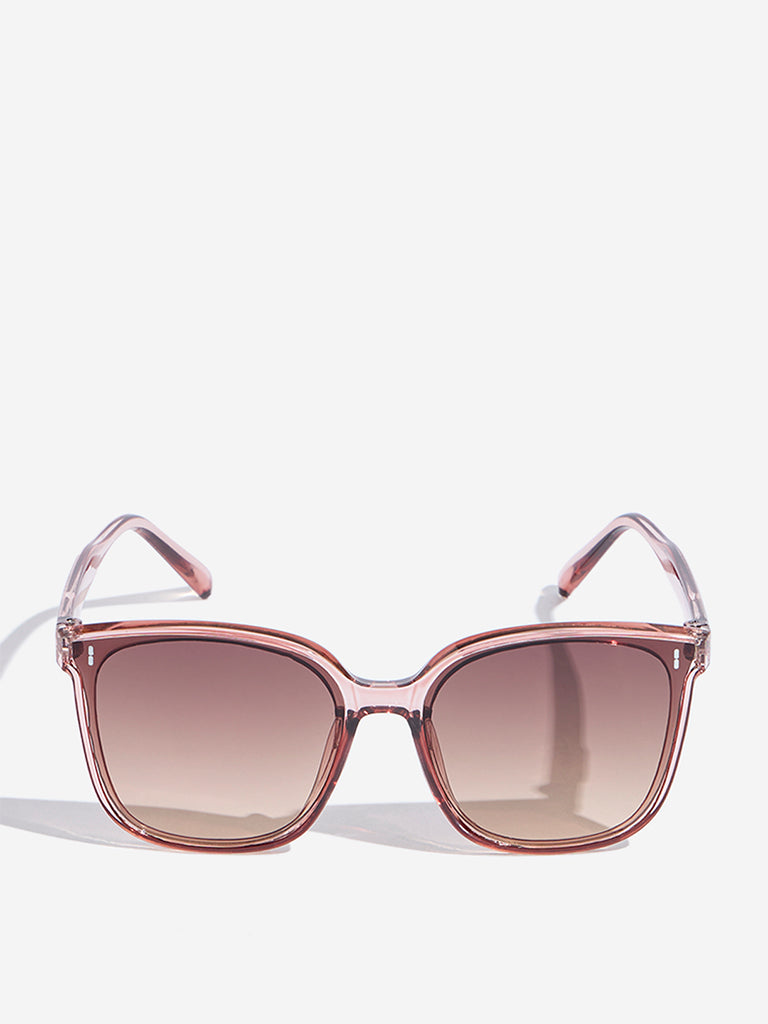 Westside Accessories Light Brown Oversized Sunglasses with Pouch