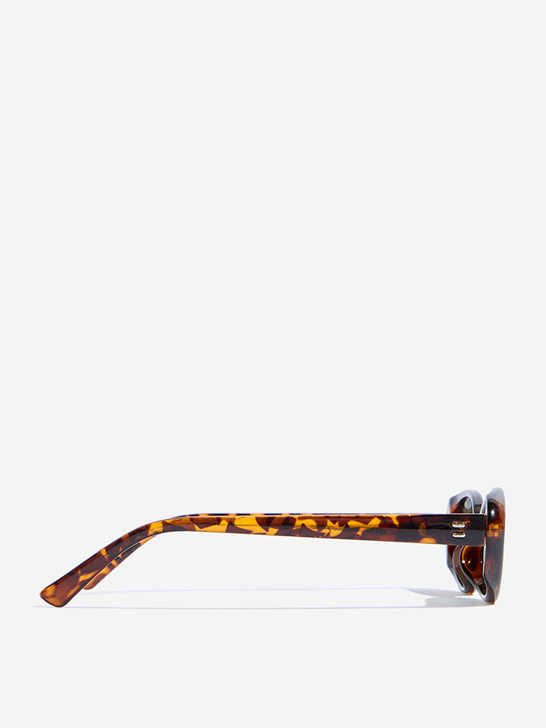 Westside Accessories Light Brown Animal-Printed Oval Sunglasses with Pouch