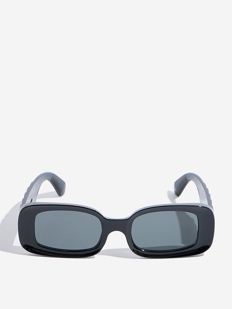 Westside Accessories Black Rectangular Sunglasses with Pouch