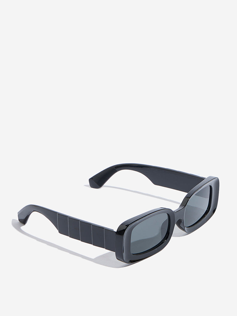 Westside Accessories Black Rectangular Sunglasses with Pouch