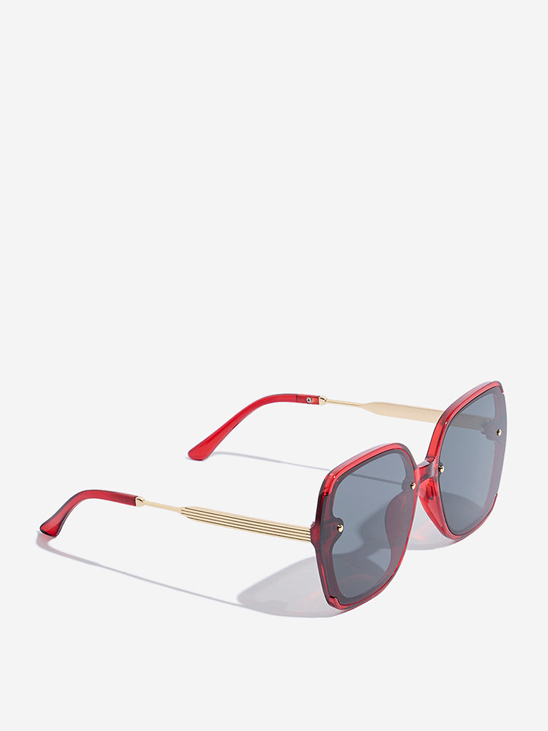 Westside Accessories Red & Black Oversized Sunglasses with Pouch