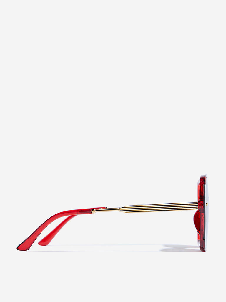 Westside Accessories Red & Black Oversized Sunglasses with Pouch