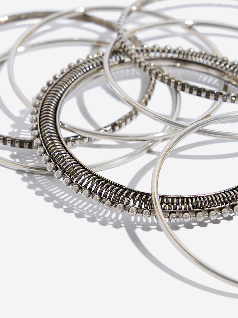 Westside Accessories Silver Fancy Bangle Set