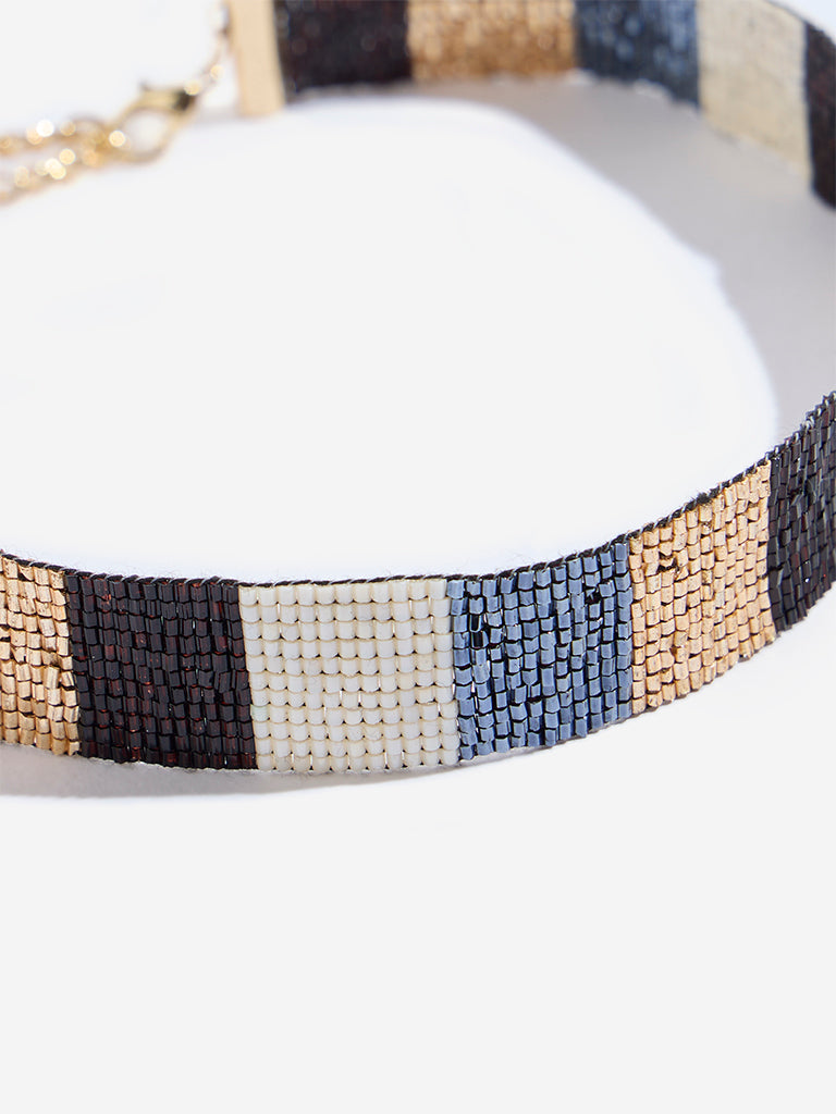 Westside Accessories Black & Gold Beaded Choker