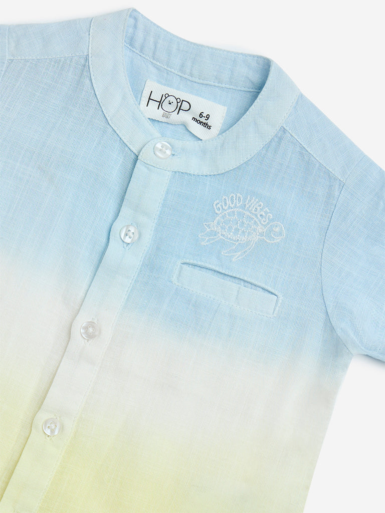 Westside HOP Baby Boys' Blue Ombre-Finish Cotton Shirt for Casual Wear Zoom View
