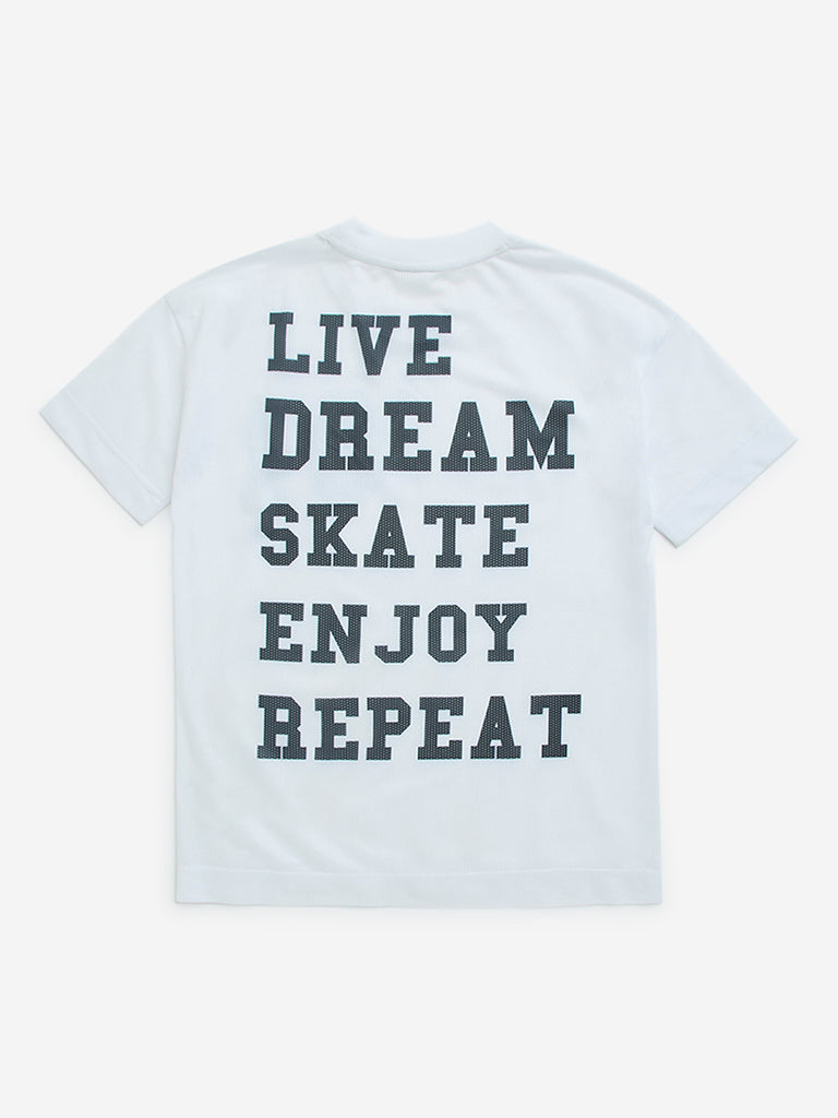 Y&F Kids White Text Printed T-Shirt