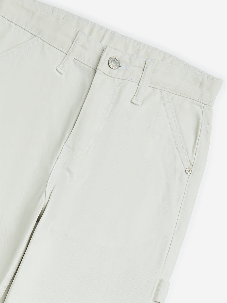 Y&F Kids White Straight-Fit Mid-Rise Jeans
