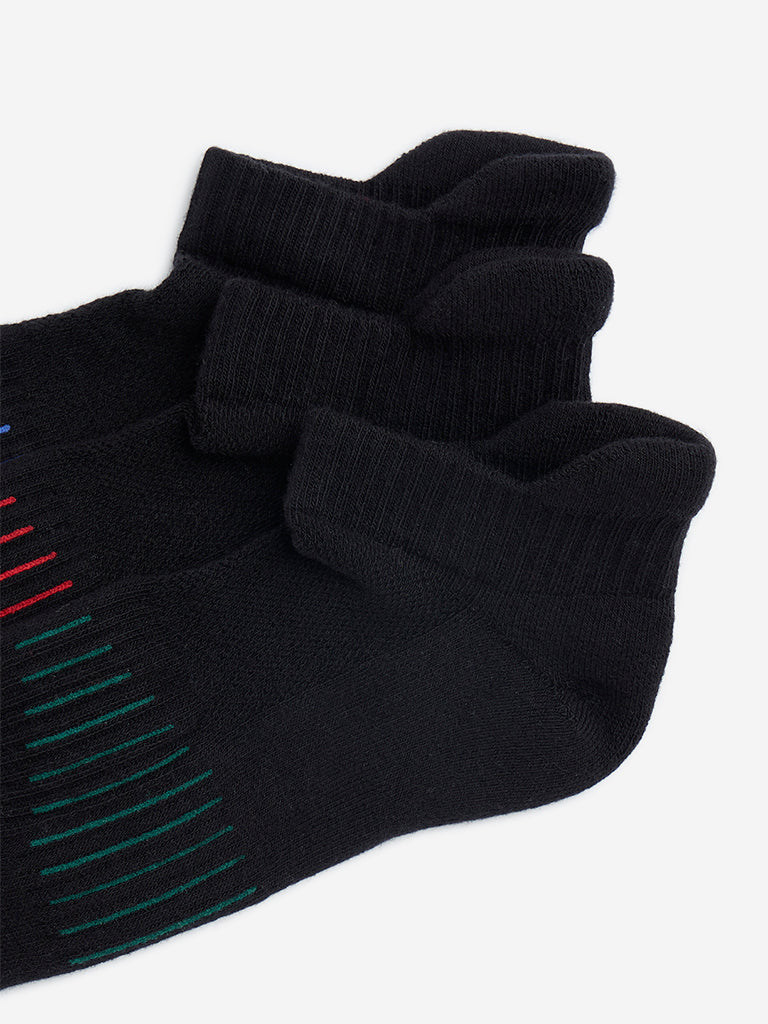 Westside WES Lounge Men's Black Cotton-Blend Trainer Socks - Pack of 3 for Casual Wear Casual Wear Zoomed View