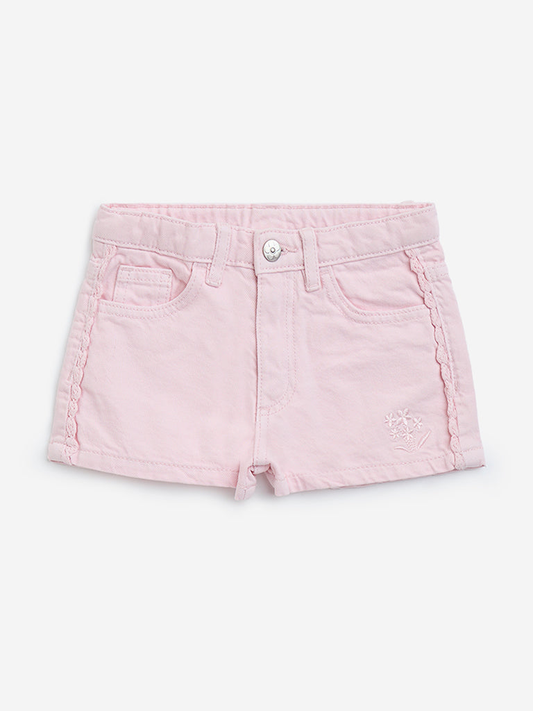 HOP Kids Pink High-Rise Denim Shorts
