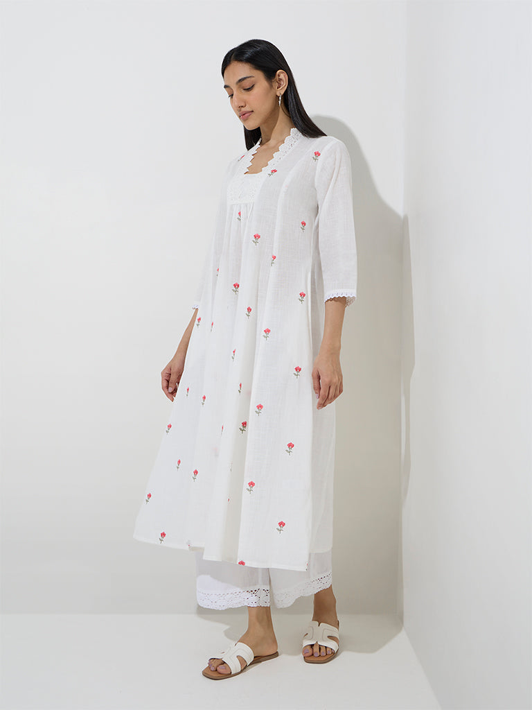 West Side Utsa Kurti Collection Buy Utsa White Floral Embroidered