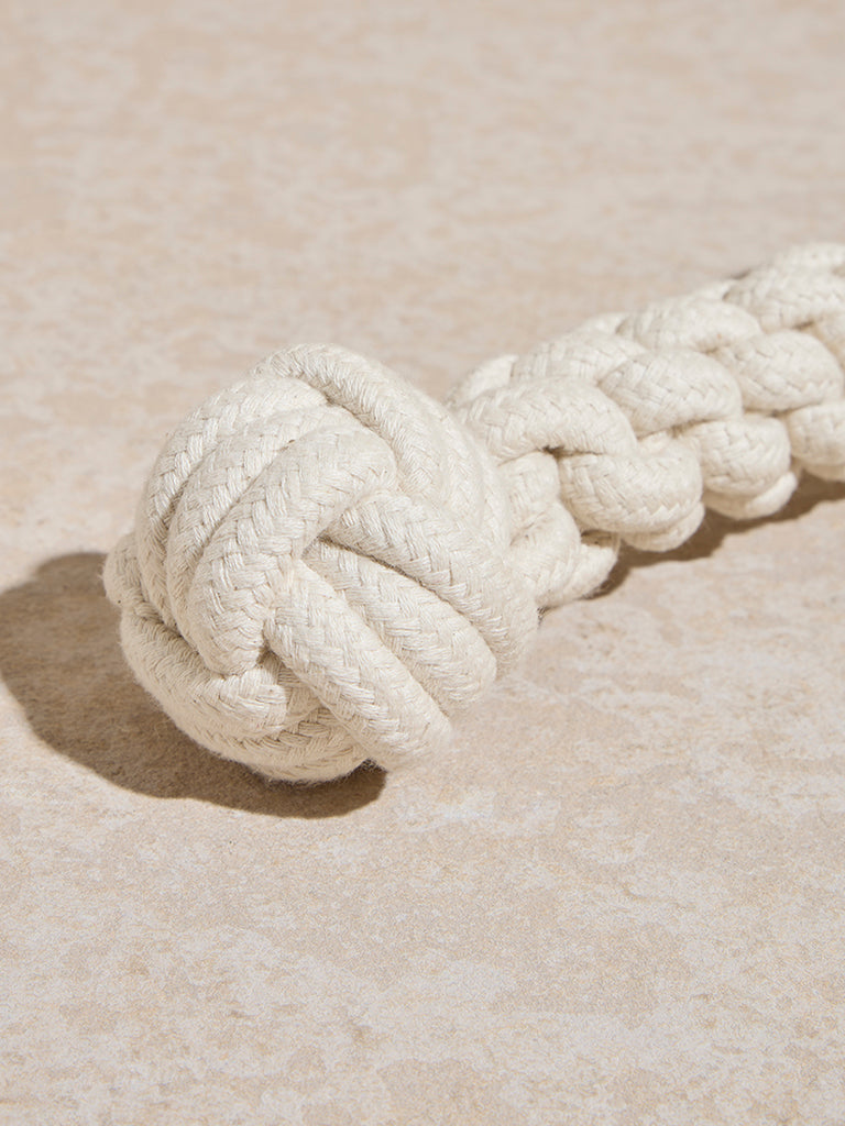 Westside Home White Roped Pet Bone with Ends