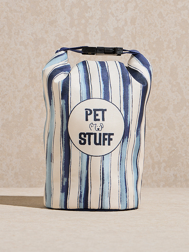 Westside Home Blue Stripe Printed Pet Travel Tiffin Bag