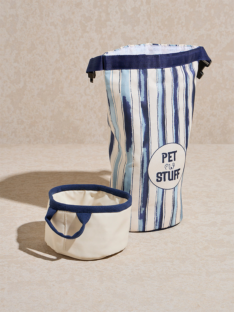 Westside Home Blue Stripe Printed Pet Travel Tiffin Bag