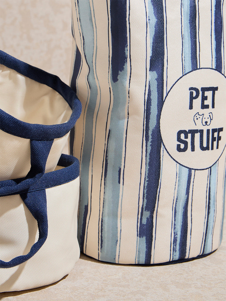 Westside Home Blue Stripe Printed Pet Travel Tiffin Bag