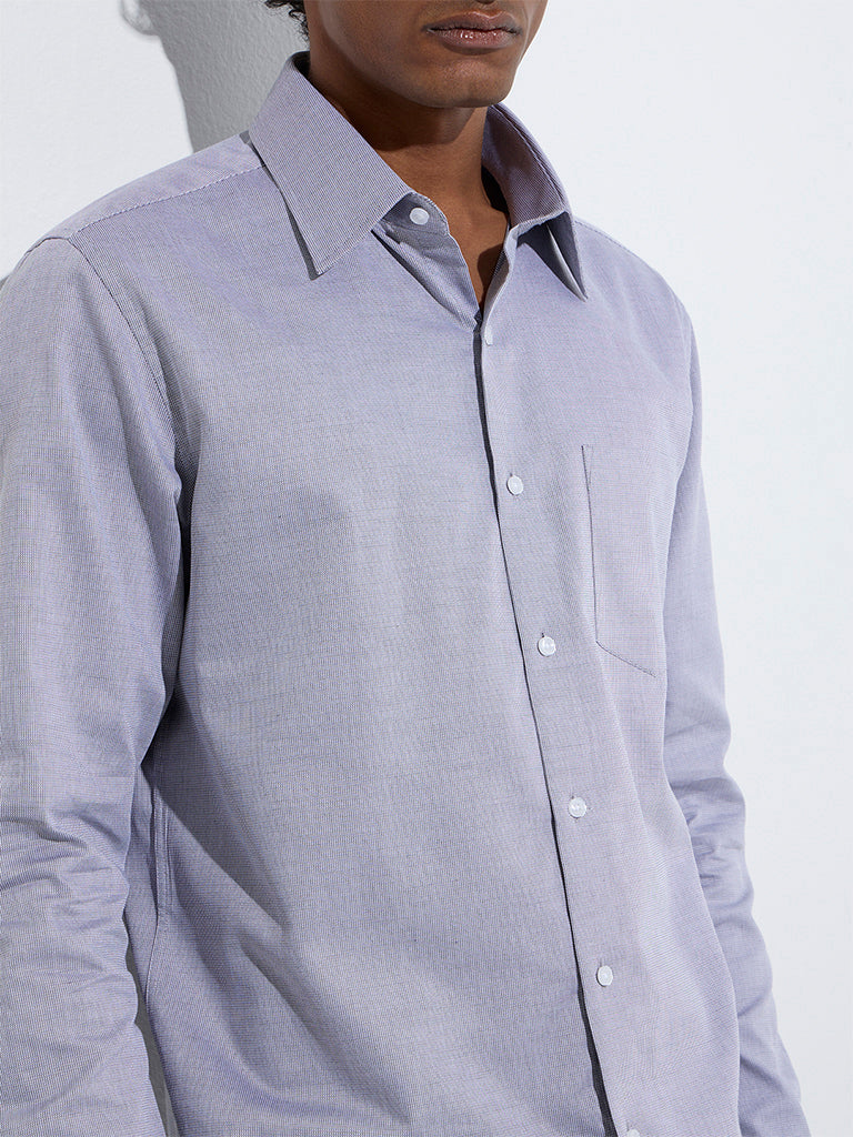 WES Formals Grey Slim-Fit Cotton Shirt