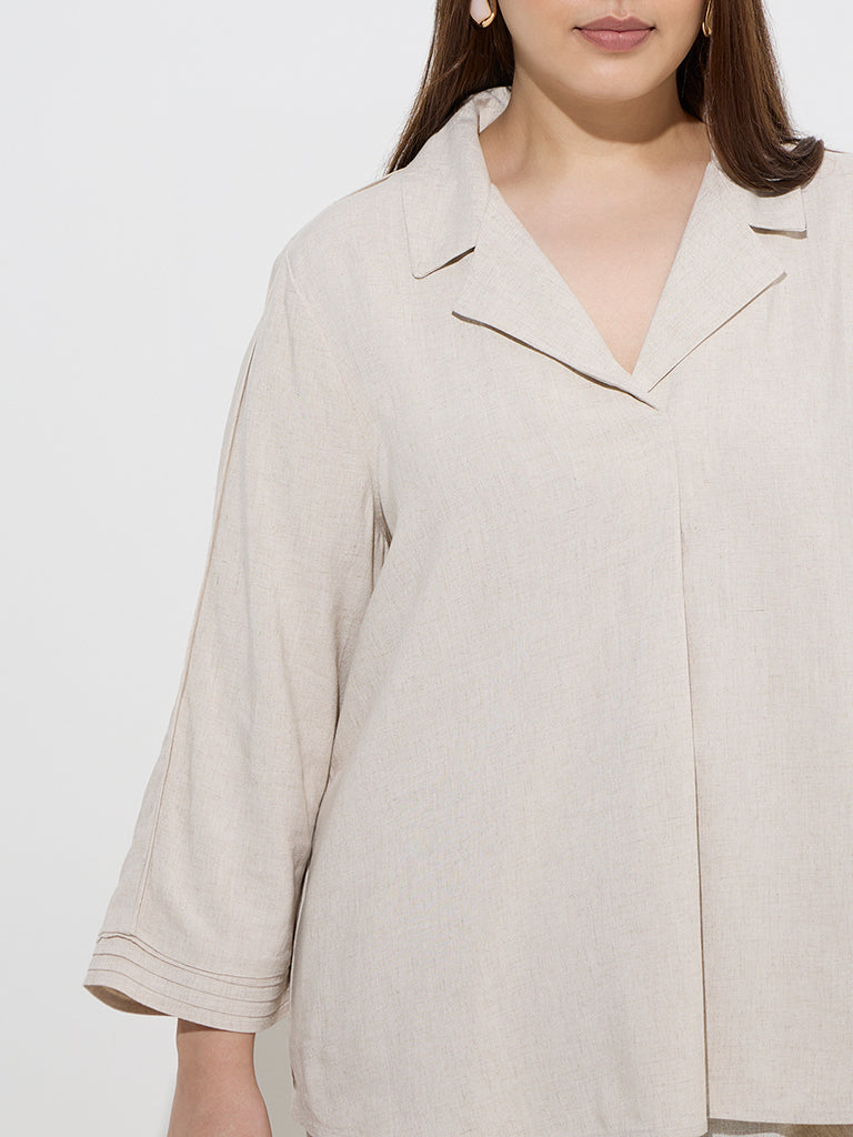 Westside Gia Women's Beige Solid Blouse for Casual Wear Zoom View
