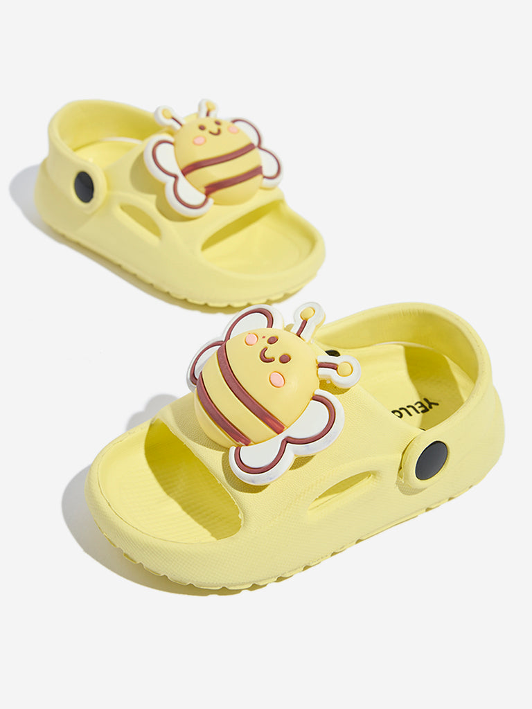 Westside Yellow Kids Bee-Detailed Clogs Zoomed View