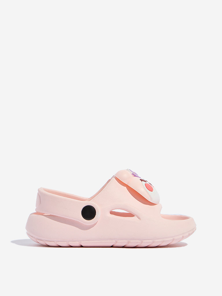 Westside Yellow Kids Pink Bunny-Detailed Clogs for Casual Wear Side View