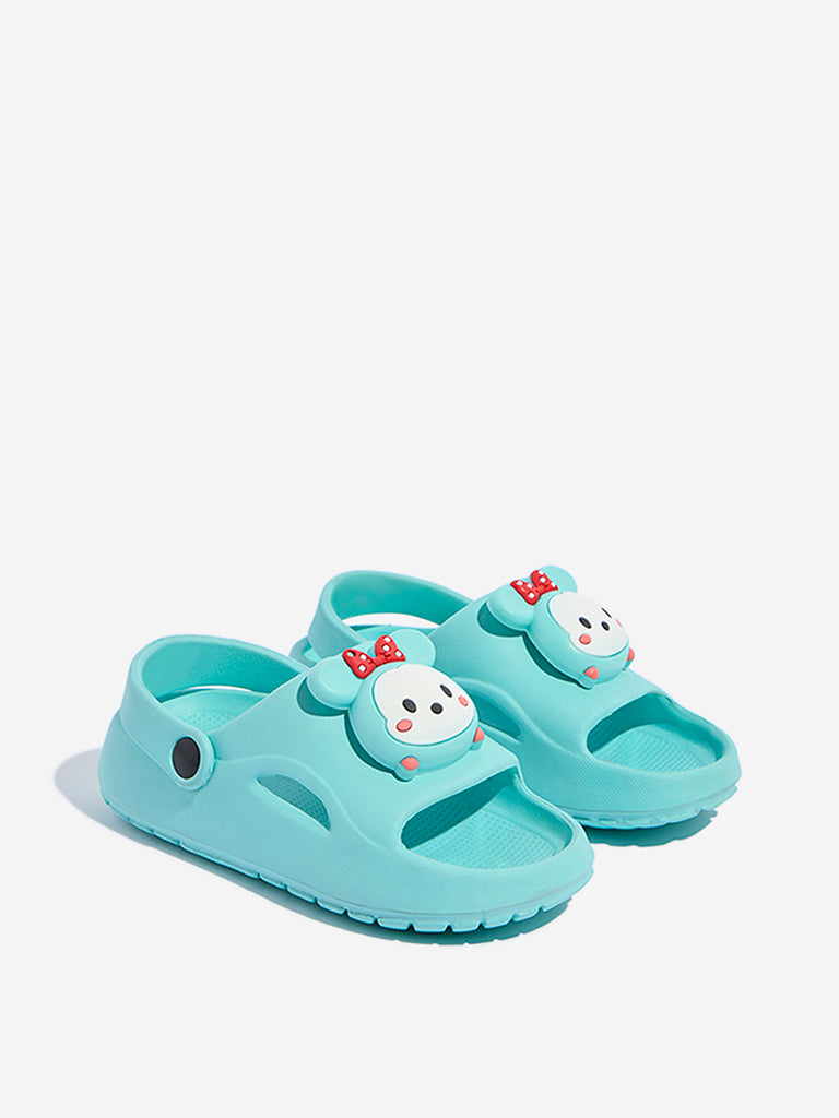 Yellow Turquoise Minny-Mouse Detailed Clogs