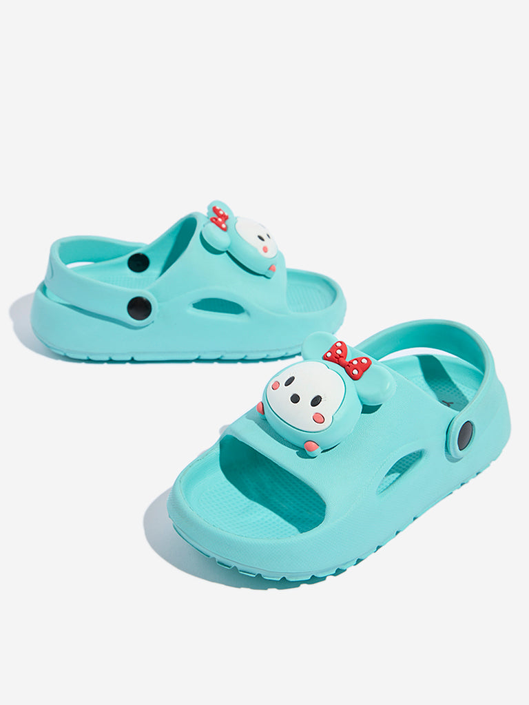 Yellow Turquoise Minny-Mouse Detailed Clogs