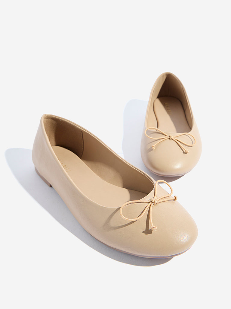Westside LUNA BLU Women's Beige Bow-Detailed Ballerina for Casual Wear Zoomed View