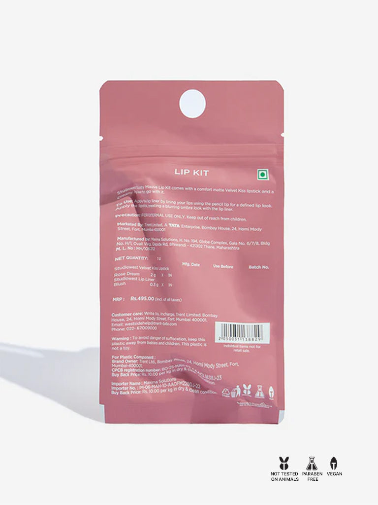 Studiowest Dusty Mauve Velvet Kiss Lipstick and Lip Liner Kit