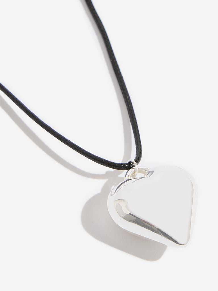 Westside Accessories Silver Heart Pendant Choker