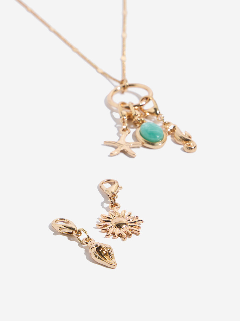 Westside Accessories Gold Sea-Inspired Multi Charm Necklace