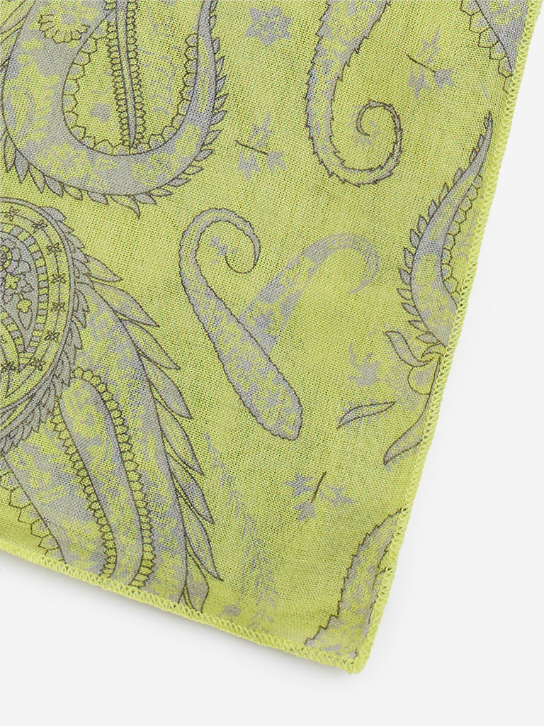 Westside Accessories Lime Paisley Printed Cotton Stole